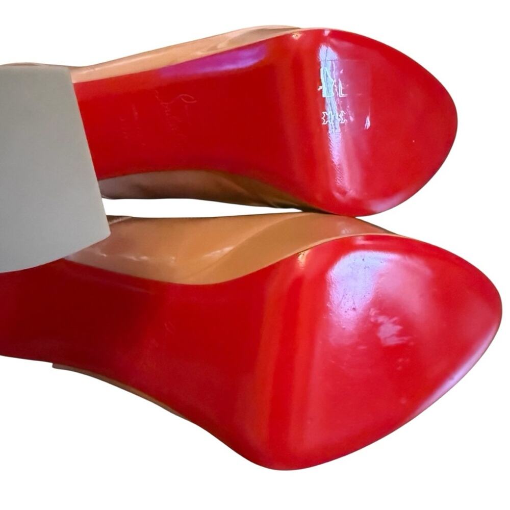 Christian Louboutin Nude Patent Leather Movida Sling 130 Heels EU 39.5 US 9.5 - Picture 12 of 15